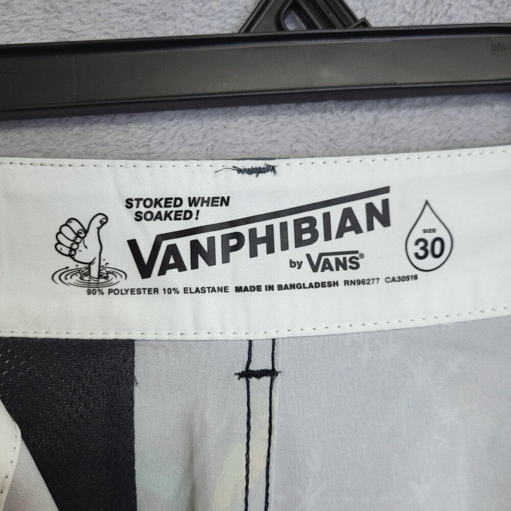 Vans Shorts Mens 30 Gray Floral Vanphibian Hybrid Board Swim Trunks Surf Beach - Picture 12 of 15